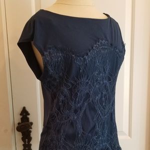 Dark Teal Eyelash Lace Top